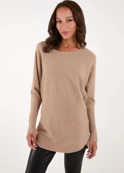 Blue Vanilla Brown Embellished Shoulder Jumper