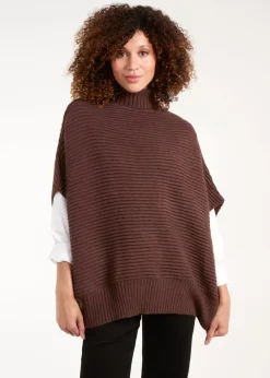 Blue Vanilla Brown High Neck Oversized Ribbed Tabard Jumper