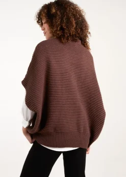 Blue Vanilla Brown High Neck Oversized Ribbed Tabard Jumper