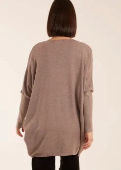 Blue Vanilla Brown Plain V Neck Jumper