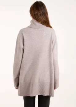 Blue Vanilla Brown Roll Neck Jumper With Front Seam Detail