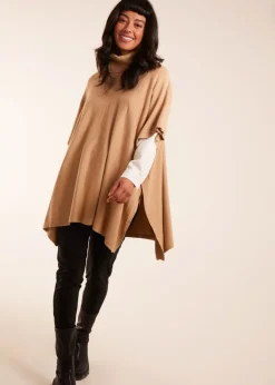Blue Vanilla Camel High Neck Poncho
