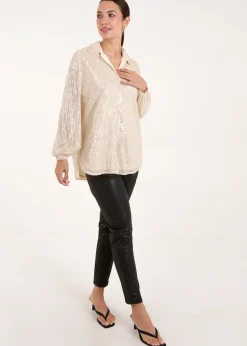Blue Vanilla Champagne Sequin Shirt