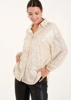 Blue Vanilla Champagne Sequin Shirt