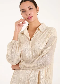 Blue Vanilla Champagne Sequin Shirt