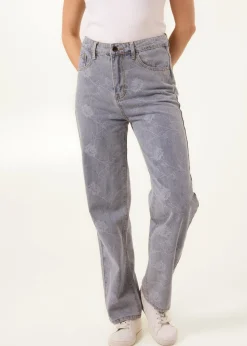 Blue Vanilla Denim Flower Embroidered Jeans