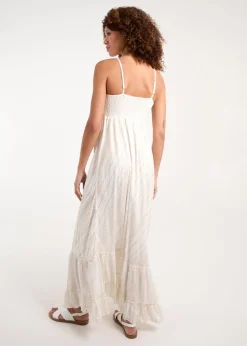 Blue Vanilla Gold Metallic Tie Front Maxi Dress