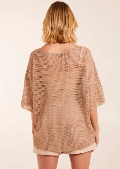 Blue Vanilla Gold V Neck Crochet Top