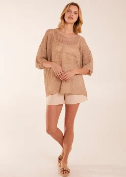 Blue Vanilla Gold V Neck Crochet Top