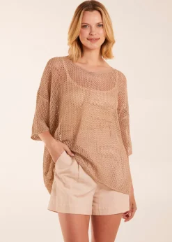 Blue Vanilla Gold V Neck Crochet Top