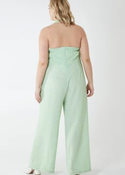 Blue Vanilla Green Curve Halter Neck Culotte Green Jumpsuit
