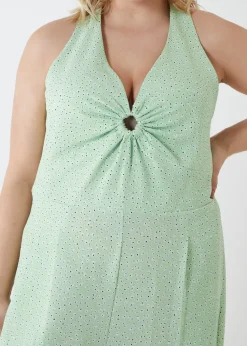 Blue Vanilla Green Curve Halter Neck Culotte Green Jumpsuit