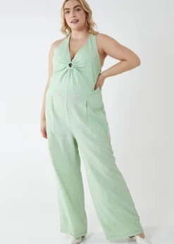 Blue Vanilla Green Curve Halter Neck Culotte Green Jumpsuit
