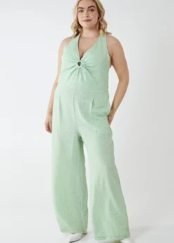 Blue Vanilla Green Curve Halter Neck Culotte Green Jumpsuit
