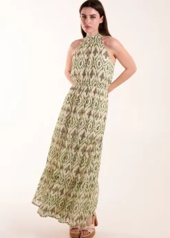 Blue Vanilla Green Halter Neck Maxi Dress