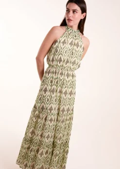 Blue Vanilla Green Halter Neck Maxi Dress