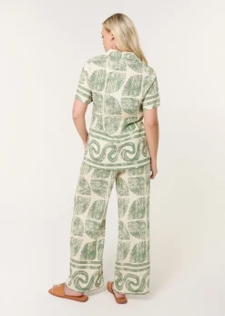 Blue Vanilla Green Seashell Top & Trouser Set