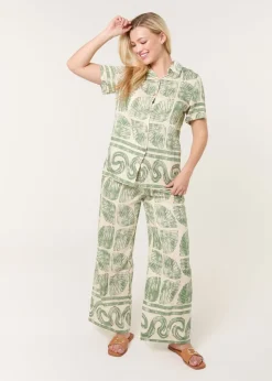 Blue Vanilla Green Seashell Top & Trouser Set