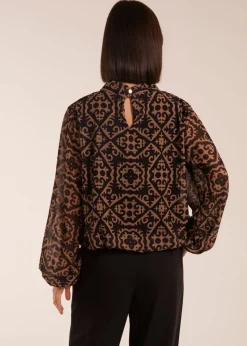 Blue Vanilla High Neck Baroque Blouse