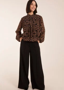 Blue Vanilla High Neck Baroque Blouse