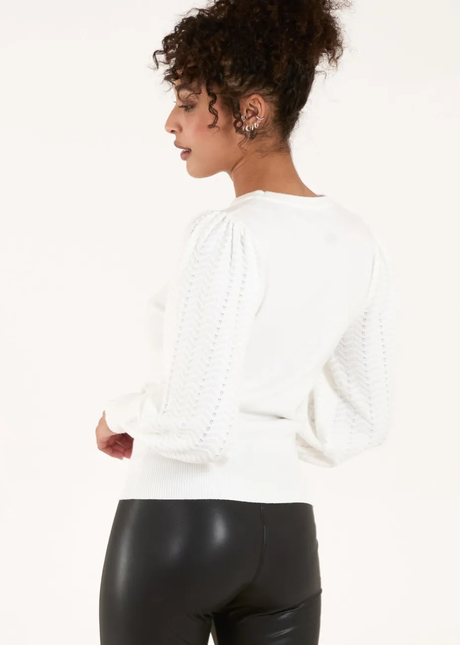 Blue Vanilla Ivory Balloon Sleeve Knit Jumper