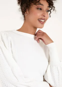 Blue Vanilla Ivory Balloon Sleeve Knit Jumper