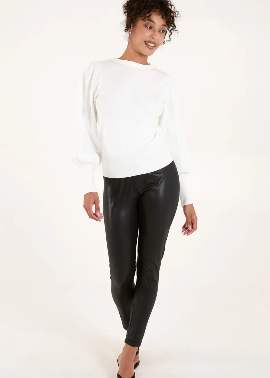 Blue Vanilla Ivory Balloon Sleeve Knit Jumper