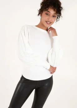 Blue Vanilla Ivory Balloon Sleeve Knit Jumper