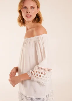 Blue Vanilla Ivory Bardot Detail Blouse