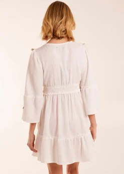 Blue Vanilla Ivory Embroidered Dress