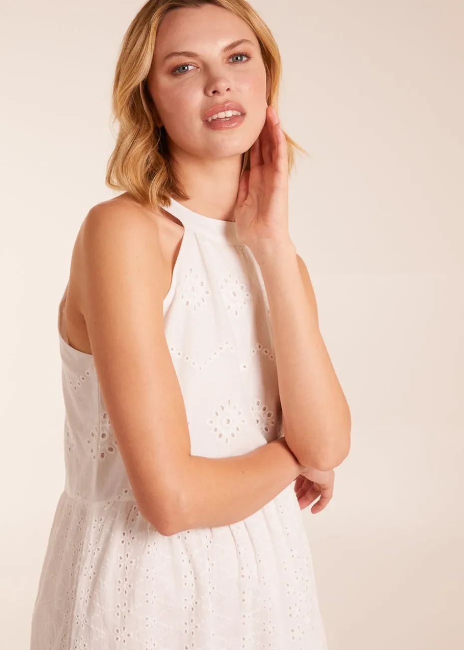 Blue Vanilla Ivory Halter Neck Crochet Detailed Maxi Dress