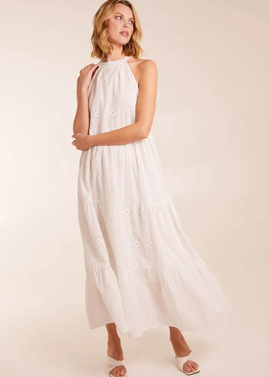 Blue Vanilla Ivory Halter Neck Crochet Detailed Maxi Dress