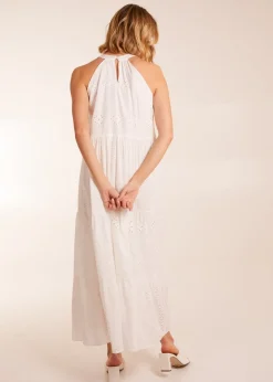 Blue Vanilla Ivory Halter Neck Crochet Detailed Maxi Dress