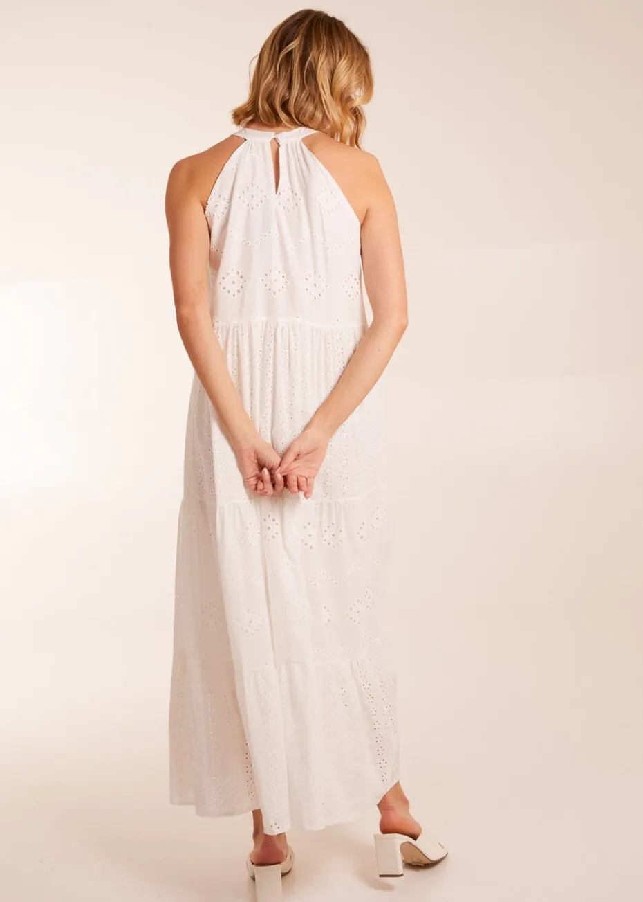 Blue Vanilla Ivory Halter Neck Crochet Detailed Maxi Dress