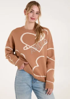 Blue Vanilla Ivory Heart Print 'Amour' Jumper