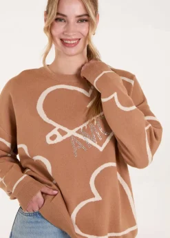 Blue Vanilla Ivory Heart Print 'Amour' Jumper