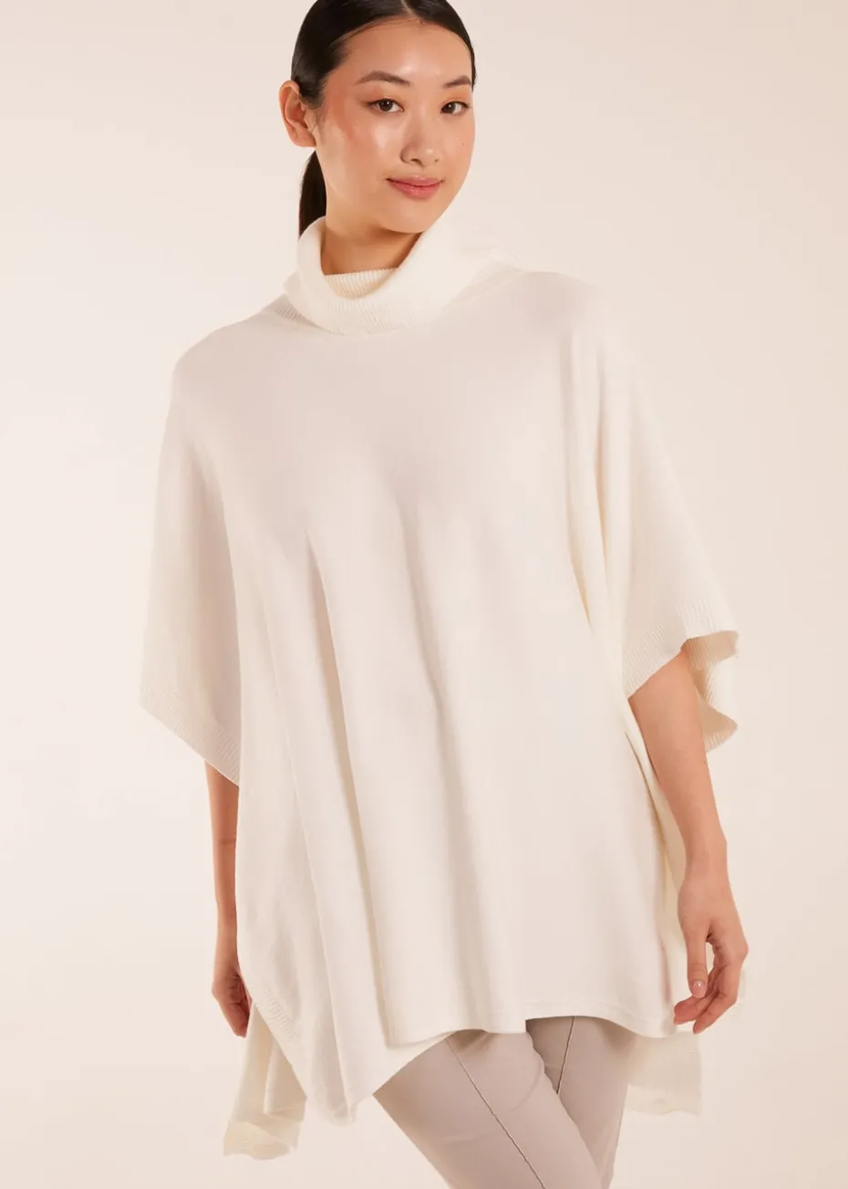Blue Vanilla Ivory High Neck Poncho