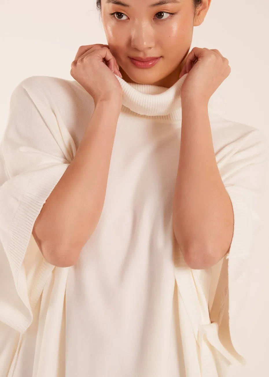 Blue Vanilla Ivory High Neck Poncho