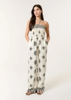 Blue Vanilla Ivory Jumpsuit With Floral Print