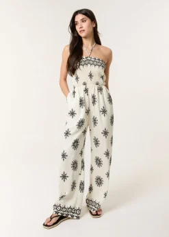 Blue Vanilla Ivory Jumpsuit With Floral Print