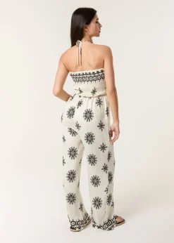 Blue Vanilla Ivory Jumpsuit With Floral Print