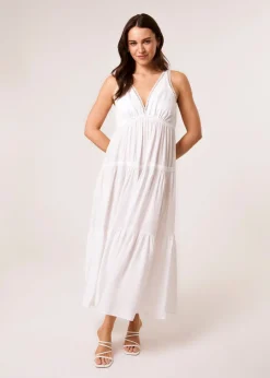 Blue Vanilla Ivory Maxi V Neck Dress