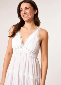 Blue Vanilla Ivory Maxi V Neck Dress