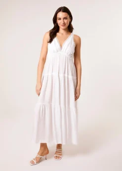Blue Vanilla Ivory Maxi V Neck Dress