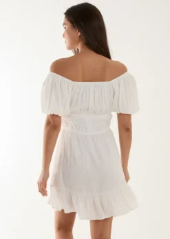 Blue Vanilla Ivory Puff Ball Mini Dress