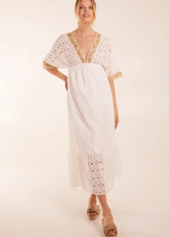 Blue Vanilla Ivory V-Neck Short Sleeve Dress