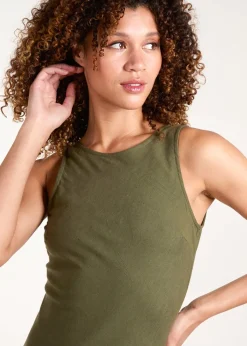 Blue Vanilla Khaki Bias Cut Midi Dress