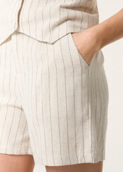 Blue Vanilla Linen Pinstripe Shorts