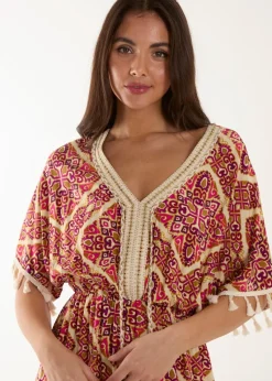 Blue Vanilla Multi Embellished Trim Maxi Dress