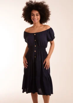 Blue Vanilla Navy Coconut Button Dress